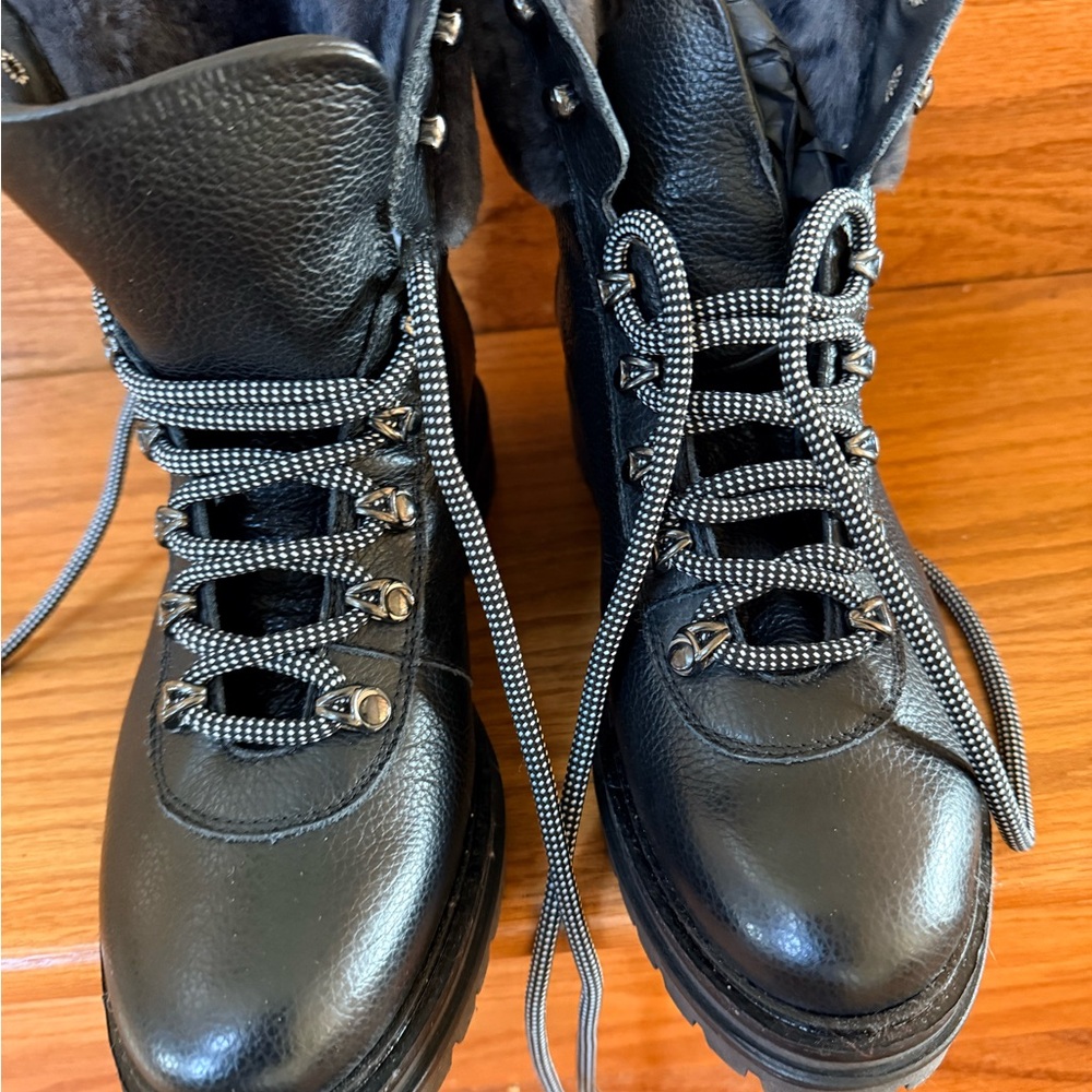 Elegant Black Leather Combat Boots for Women size 11.5